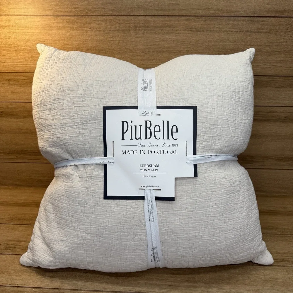 Piu Belle Eurosham Pillows 26x26 100% Cotton Made in Portugal - Set of 2 NEW